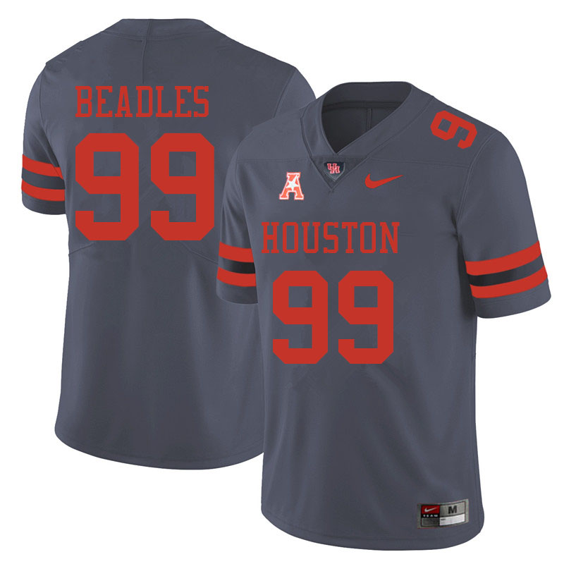 Men #99 Justin Beadles Houston Cougars College Football Jerseys Sale-Gray